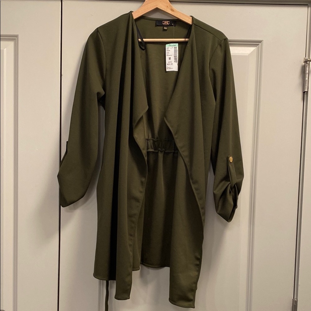 Papaya Dark Green Trench Coat with Buttoned Sleeves